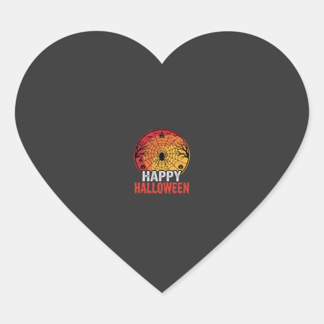 Happy Halloween Spider Web Vector Design Heart Sticker (Front)