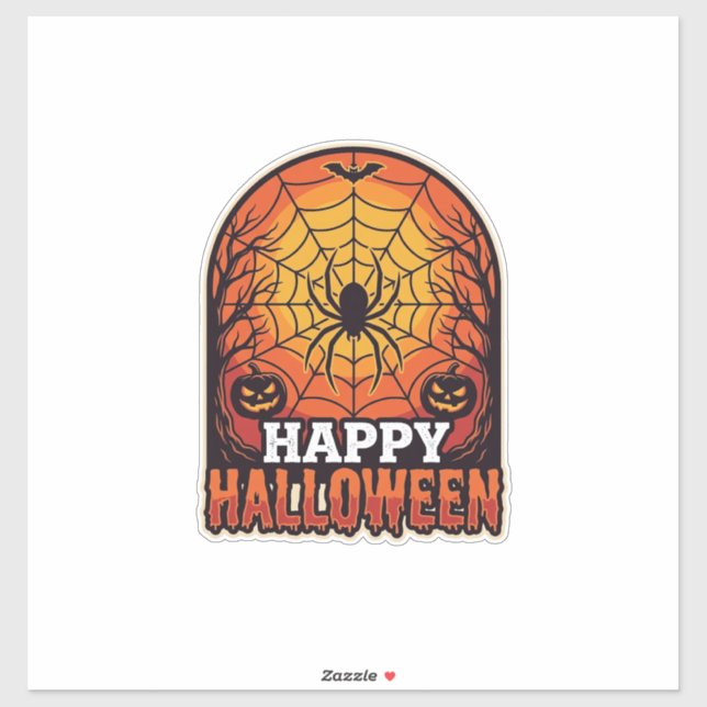 Happy Halloween Spider Web Vintage Engraving Desig (Sheet)