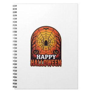 Happy Halloween Spider Web Vintage Engraving Desig Notebook