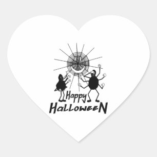 Happy Halloween, Spiders Halloween Heart Sticker