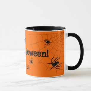 Happy Halloween Spiders Personalised Mug