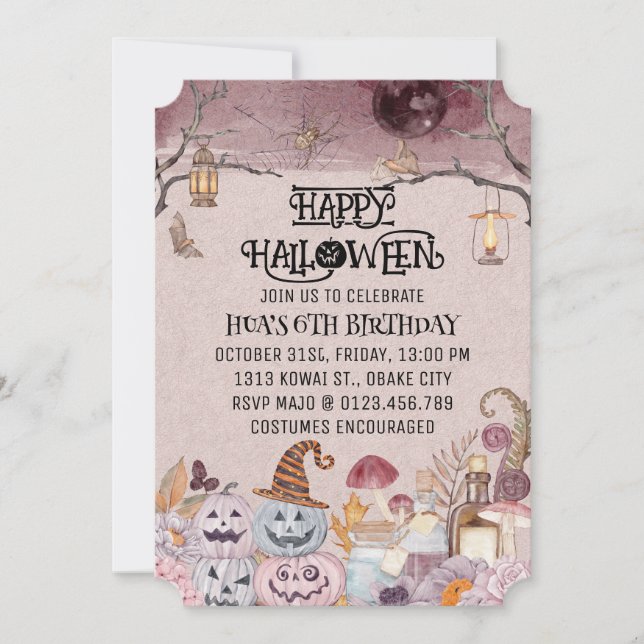  Happy Halloween Spooky Birthday Party Invitation (Front)