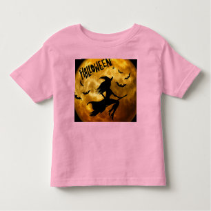 Happy Halloween Spooky Broomstick Witch On Pumpkin Toddler T-Shirt