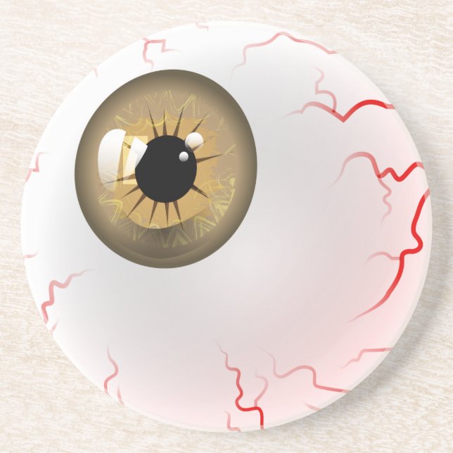 Happy Halloween! Spooky Brown Eyeball Coaster (Front)