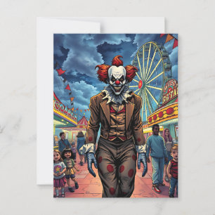 Happy Halloween Spooky Clown Postcard