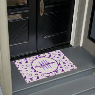 HAPPY HALLOWEEN SPOOKY CUSTOMIZABLE MONOGRAM DOORMAT