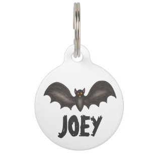 Happy Halloween Spooky Flying Black Bat Pet Tag