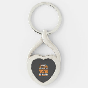 Happy Halloween Spooky Haunted House Quote Key Ring