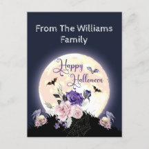 happy halloween spooky moon and roses gothic