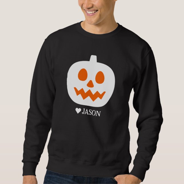 Happy Halloween spooky orange pumpkin Face Sweatshirt (Front)