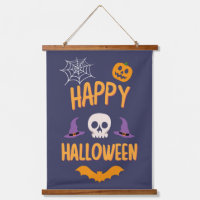 Happy Halloween spooky pumpkin bat orange design