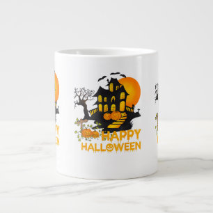 Happy Halloween Spooky Pumpkin Haunted House Men W Large Coffee Mug
