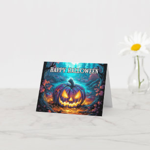 Happy Halloween Spooky Pumpkin Illustration Card