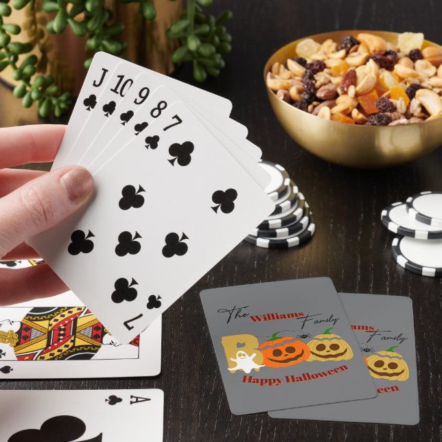 Happy Halloween Spooky Pumpkin Playing Cards (In Situ)
