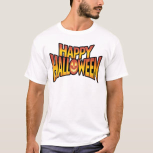 Happy Halloween Spooky Pumpkin Text Design T-Shirt