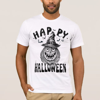 Happy Halloween, Spooky pumpkin wearing hat T-Shirt