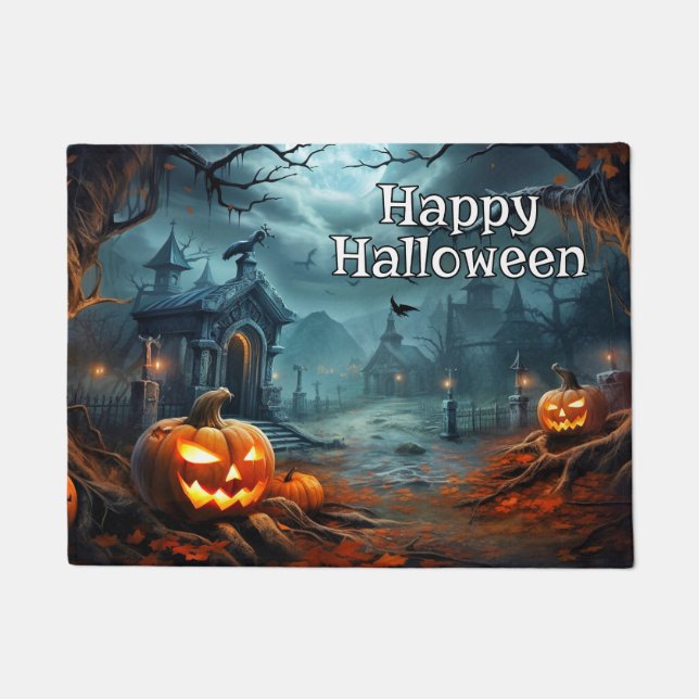 Happy Halloween | Spooky Pumpkins After Dark Doormat (Front)