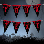 Happy Halloween Spooky Red Black Dripping Blood Bunting<br><div class="desc">Another spooky customisable string of bunting by JessicaAmber - ask about custom orders! These flags are perfect decorations for your Halloween or birthday party. Features a pattern of red dripping blood on a black background. Sharp serif text says 'Happy Halloween!' You can change the colours and the text to suit...</div>
