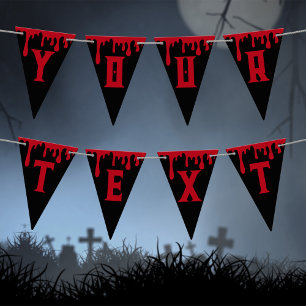 Happy Halloween Spooky Red Black Dripping Blood Bunting