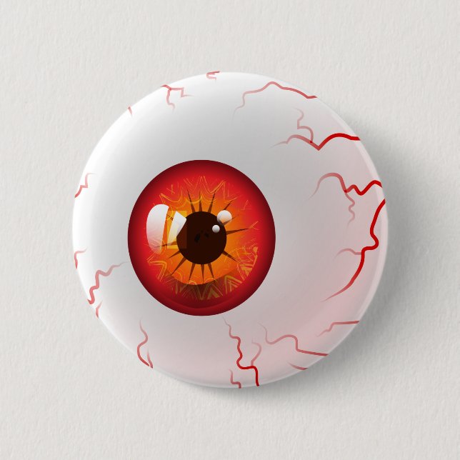 Happy Halloween! Spooky Red Eyeball 6 Cm Round Badge (Front)