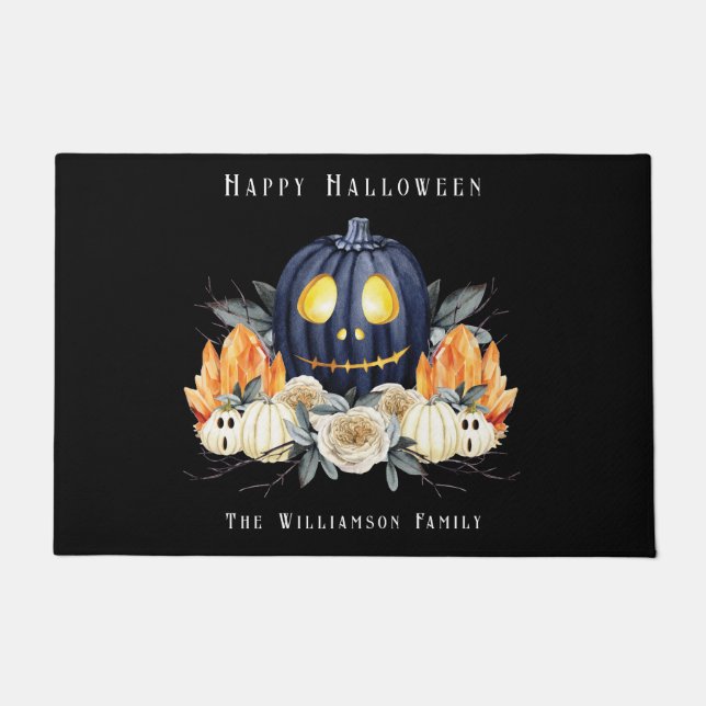 Happy Halloween Spooky Samhain Pumpkins Crystals   Doormat (Front)