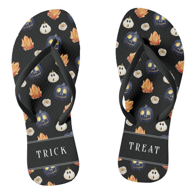 Happy Halloween Spooky Samhain Pumpkins Crystals Jandals (Footbed)