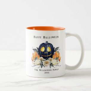 Happy Halloween Spooky Samhain Pumpkins Crystals Two-Tone Coffee Mug