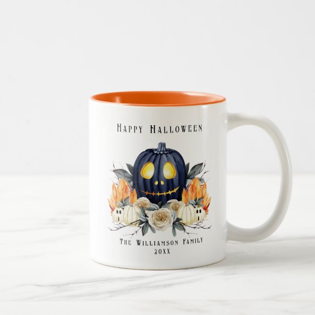 Happy Halloween Spooky Samhain Pumpkins Crystals   Two-Tone Coffee Mug (Right)