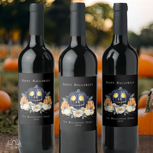 Happy Halloween Spooky Samhain Pumpkins Crystals   Wine Label (Creator Uploaded)