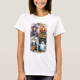 Happy Halloween Spooky Season Witch Skeleton Ghost T-Shirt