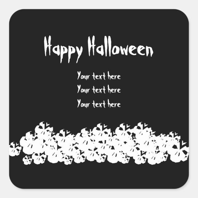 Happy Halloween spooky skeleton pile custom text Square Sticker (Front)