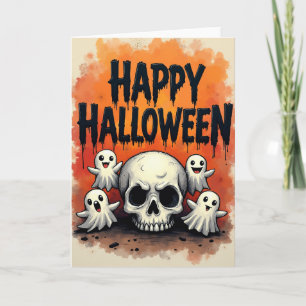 Happy Halloween Spooky Skull Card
