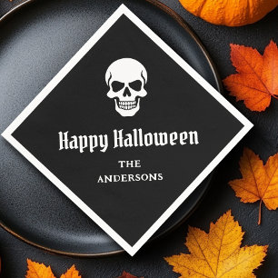 Happy Halloween spooky skull custom name or text Napkin