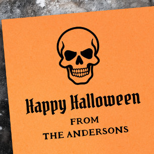 Happy Halloween spooky skull custom name or text Rubber Stamp