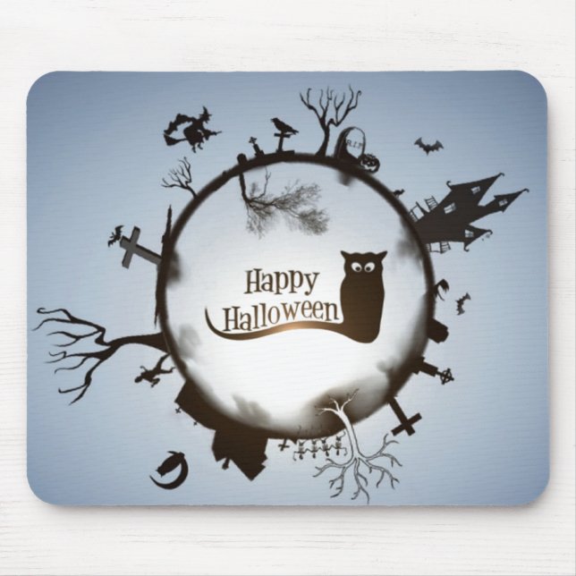 Happy Halloween Spooky Themed Mouse Pad (Front)
