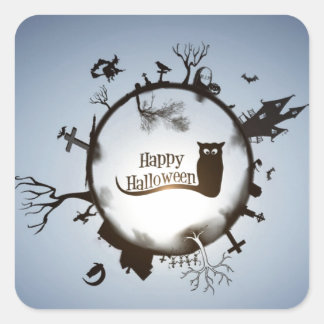 Happy Halloween Spooky Themed Square Sticker