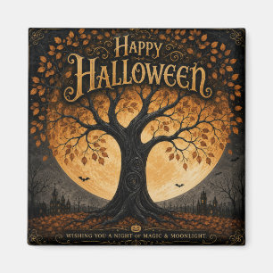 Happy Halloween Spooky Tree Full Moon Gothic Magnet