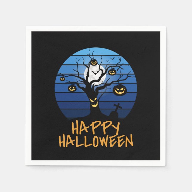 Happy Halloween Spooky Tree, Moon Napkin (Front)