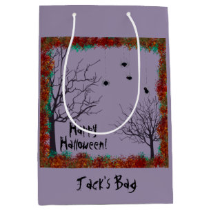 Happy Halloween Spooky Trees Spiders Customise Medium Gift Bag