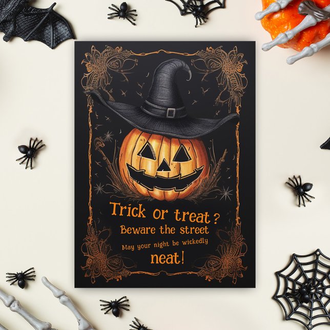Happy Halloween Spooky Trick Or Treat Greeting Card (Funny Halloween Quote Trick Or Treat Greeting Card)