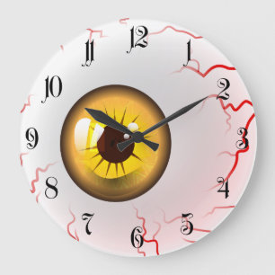 Happy Halloween! Spooky Yellow Eyeball Large Clock