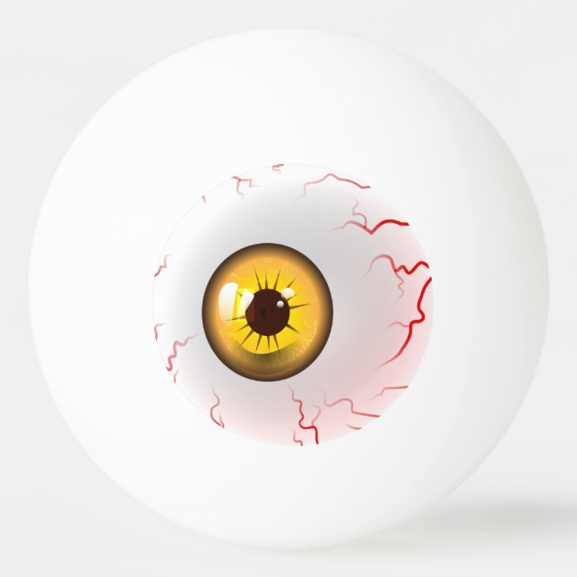 Happy Halloween! Spooky Yellow Eyeball Ping Pong Ball (Front)