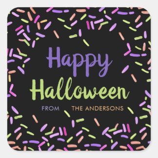 Happy Halloween Sprinkles Custom Square Sticker
