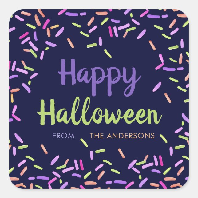 Happy Halloween Sprinkles Custom Square Sticker (Front)