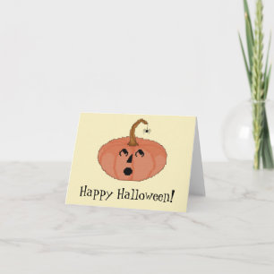Happy Halloween! Startled Pumpkin Notecard