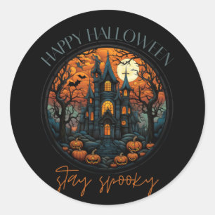 Happy Halloween, stay spooky, castel Classic Round Sticker