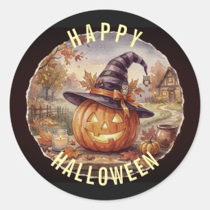 Happy Halloween Sticker - Vintage Pumpkin