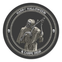 Happy Halloween Sticker with Musicing Death