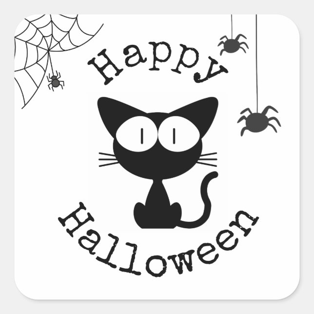 Happy Halloween stickers with cute cat (Front)