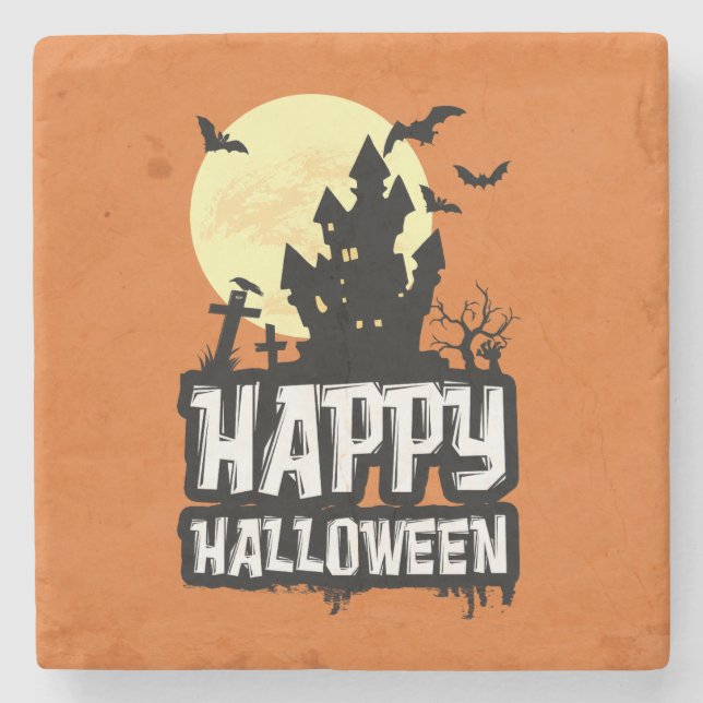 Happy Halloween Stone Coaster (Front)